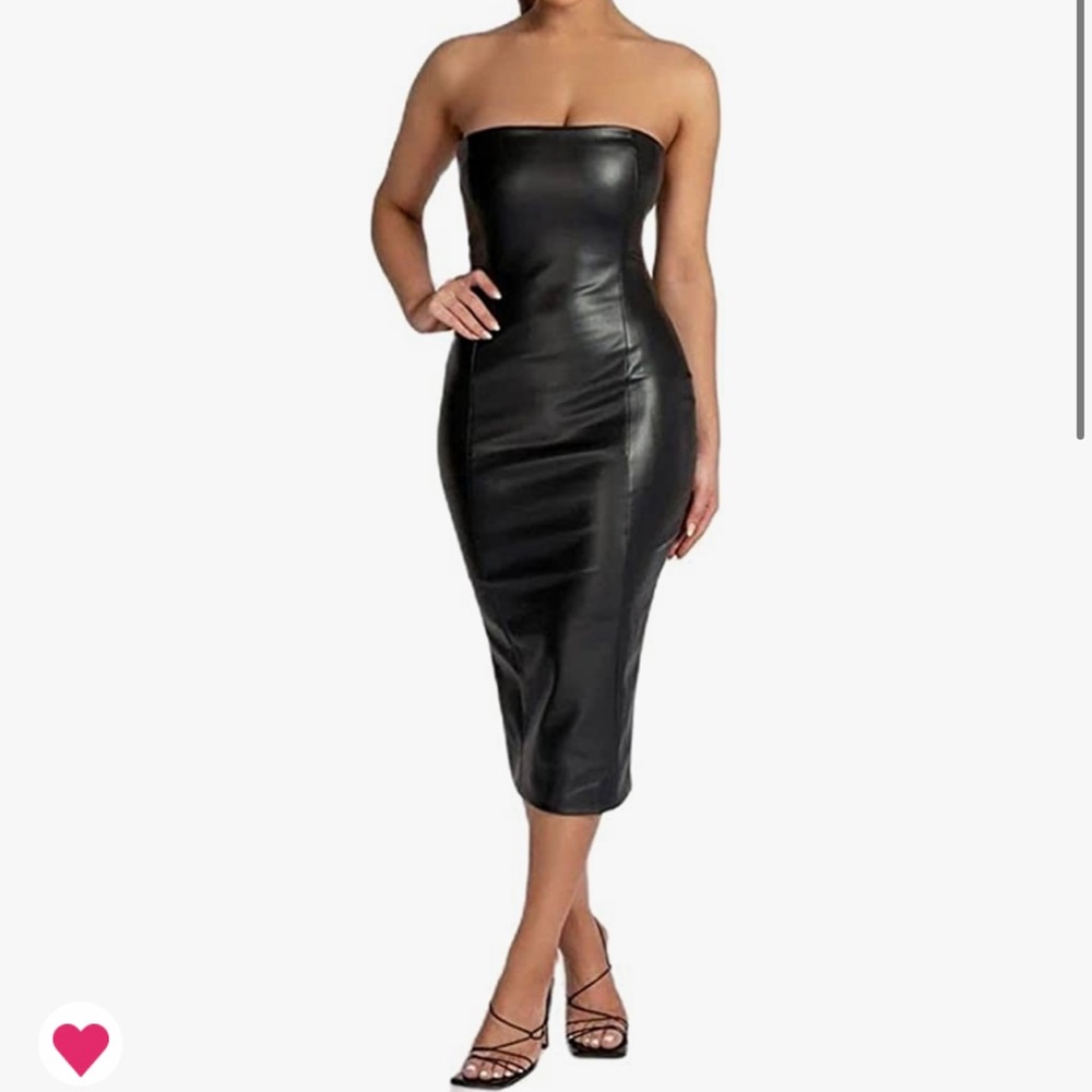 Black tight leather dress